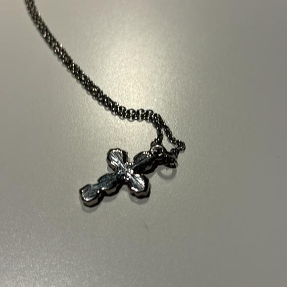 Silver Roses Cross Necklace - Picture 4 of 4